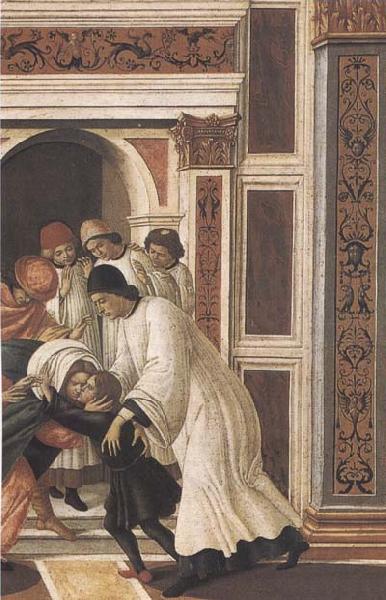 Sandro Botticelli Stories of St Zanobius Last Miracle:dead child revived by the Deacons Eugenius and Crescentius